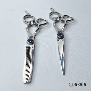 ست قیچی آرایشگری 6 اینچ قدرتی طرح ژاپن تم سبز صیام _فینی مدل P-T60-1