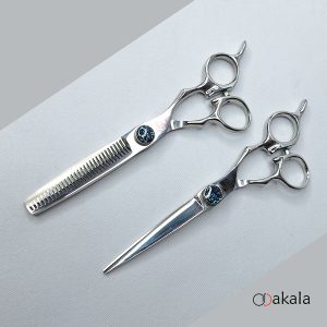ست قیچی آرایشگری 6 اینچ قدرتی طرح ژاپن تم سبز صیام _فینی مدل P-T60-1