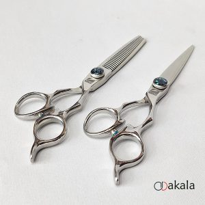 ست قیچی آرایشگری 6 اینچ قدرتی طرح ژاپن تم سبز صیام _فینی مدل P-T60-1