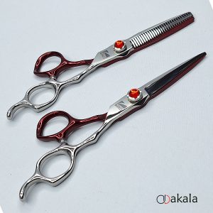 ست قیچی آرایشگری صیام_فینی نقره ای_قرمز 6 اینچ مدل A-B60-31