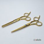 ست قیچی آرایشگری رومنس ROMANCE طلایی تم آبی 6 اینچ