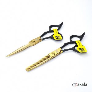 ست قیچی آرایشگری دسته جیر P-T60-2 مشکی صیام فینی 6 اینچ بدون شیار