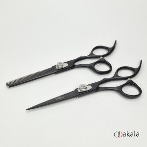ست قیچی آرایشگری 6 اینچ مشکی پیتاژ بدون شیار
