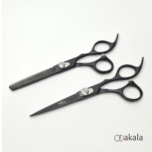 ست قیچی آرایشگری 6 اینچ مشکی پیتاژ بدون شیار