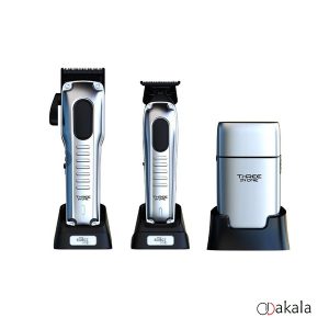 ست ماشین اصلاح حجم زن،خط زن و شیور نقره ای کنگ تک 3in1