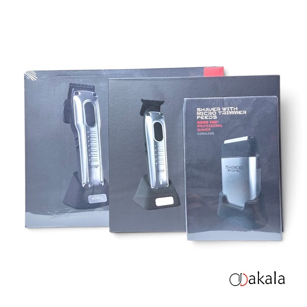 ست ماشین اصلاح حجم زن،خط زن و شیور نقره ای کنگ تک 3in1